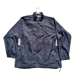 VTG Nike Windbreaker Mens XL Black Full‎ Zip Jacket Gray Tag 90's Swoosh